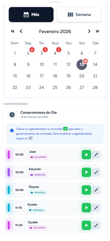 Agenda do Belflow em smartphone