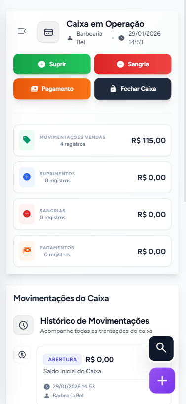 Controle de caixa do Belflow