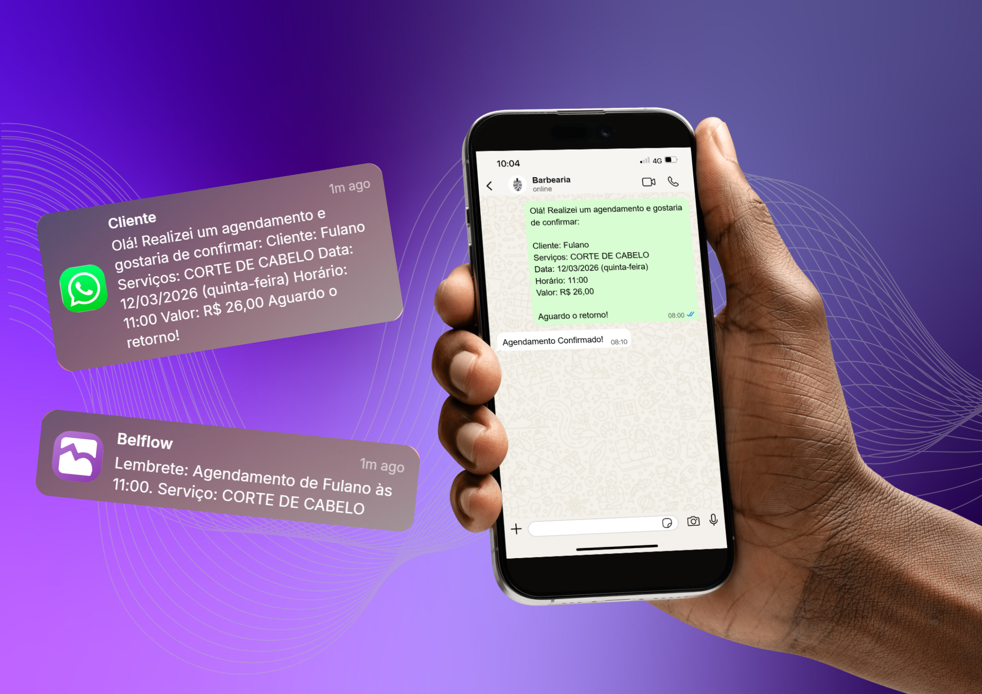 Lembrete automático de corte enviado ao cliente