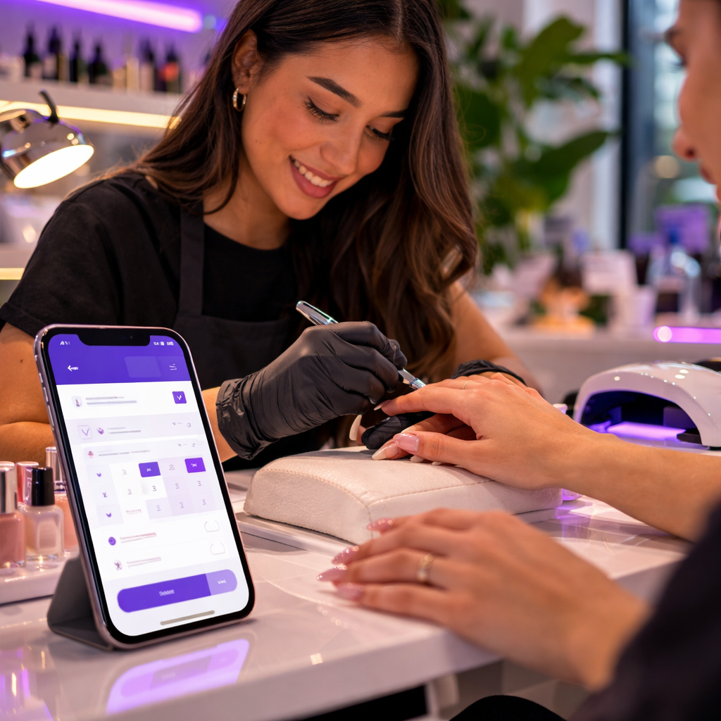 Nail designer usando agenda Belflow